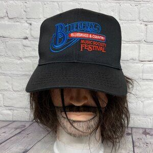Blueberry Bluegrass & Country Music Festival Hat Cap Strap Back Black Embroider